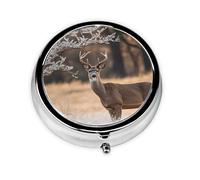 OUYNIEI Free Whitetail Deer Printed Round Pill Box Pill Storage Bag