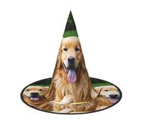 OUYNIEI Golden Retriever Dogs Puppies Pets Printed Halloween hat Halloween Witch hat Foldable Pointed hat