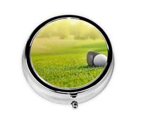OUYNIEI Golf Grass Printed Round Pill Box Pill Storage Bag