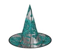 Ouyniei Gray Teal Flower Butterfly printed Halloween hat halloween witch hat foldable pointed hat