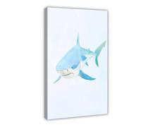 Ouyniei Great White Shark Children's Room Decoration Canvas Poster Bedroom Decor Landscape Office Room Decor Gift 16x24inch(40x60cm)