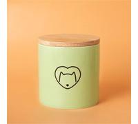 Ouyniei Green Pet Urn, Ceramic Ashes Container with Sealed Bamboo Lid, Small Medium Large Memorial Box for Cat and Dog Ashes(Black heart cat head,M)