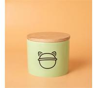 Ouyniei Green Pet Urn, Ceramic Ashes Container with Sealed Bamboo Lid, Small Medium Large Memorial Box for Cat and Dog Ashes(Black Planet,Small)