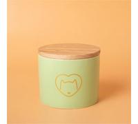 Ouyniei Green Pet Urn, Ceramic Ashes Container with Sealed Bamboo Lid, Small Medium Large Memorial Box for Cat and Dog Ashes(Golden heart cat head,Small)