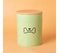 Ouyniei Green Pet Urn, Ceramic Ashes Container with Sealed Bamboo Lid, Small Medium Large Memorial Box for Cat and Dog Ashes(Black Dog Chewing Bone,L)