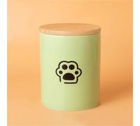 Ouyniei Green Pet Urn, Ceramic Ashes Container with Sealed Bamboo Lid, Small Medium Large Memorial Box for Cat and Dog Ashes(Black Paw Print,L)