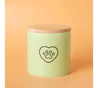 Ouyniei Green Pet Urn, Ceramic Ashes Container with Sealed Bamboo Lid, Small Medium Large Memorial Box for Cat and Dog Ashes(Black heart paw print,M)