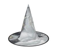Ouyniei Grey Marble Stripe printed Halloween hat halloween witch hat foldable pointed hat