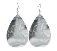 OUYNIEI Grey Marble Stripe printed Leather Earring decoration jewelry