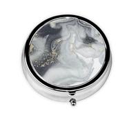 OUYNIEI Grey Marble Stripe Printed Round Pill Box Pill Storage Bag