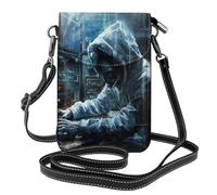 Ouyniei Hacker Attack Print Small Cellphone Crossbody Bags Phone Purse Change Wallet Multiple Pockets Handbag