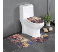 Ouyniei Hong Kong Printed 3 Piece Bathroom Rugs Set Bathroom Anti-Slip Floor Mat