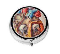OUYNIEI Human Anatomy Heart Chart Printed Round Pill Box Pill Storage Bag