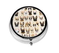 OUYNIEI I Love French Bulldog Printed Round Pill Box Pill Storage Bag