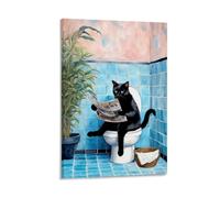 Ouyniei Kitten in The ToiletWall Art Home Decor Vintage Poster Retro Aesthetic Print Perfect for Living Room Bedroom Office Home StudioFrame-style12x18inch(30x45cm)