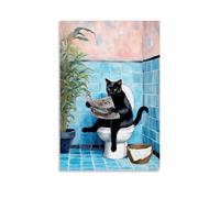 Ouyniei Kitten in The ToiletWall Art Home Decor Vintage Poster Retro Aesthetic Print Perfect for Living Room Bedroom Office Home StudioUnframe-style24x36inch(60x90cm)