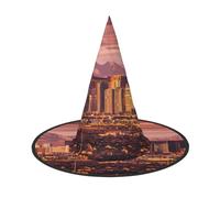 Ouyniei Las Vegas Sunset printed Halloween hat halloween witch hat foldable pointed hat