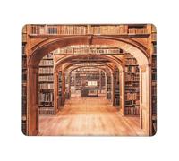 Ouyniei Library Bookcase Printed Mousepad Non-Slip Desk Pad Mousepad with Stitched Edges