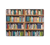 Ouyniei Library Bookshelf Print Big Carpet 148 X 203 Cm Non-Slip Area Rug Plush Floor Mat For Indoor/Outdoor, Perfect For Living Room, Bedroom, Nursery, Kids Play Mat, Entryway