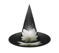 Ouyniei Lotus Flower printed Halloween hat halloween witch hat foldable pointed hat