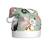 Ouyniei Lovely Cartoon Cats Printed Christmas Hat For Adult Christmas Decorative Hat