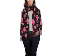Ouyniei Lovely Pink Flamingos Stylish Printed Scarf For Women - Soft Fringed Shawl Wrap, Winter Fashion Accessory & Gift