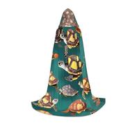 Ouyniei Many Animals Sea Turtles Print Hooded Cape For Carnival Halloween And Themed Parties Comfortable Cloak