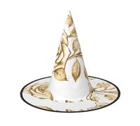 Ouyniei Many Golden Flowers printed Halloween hat halloween witch hat foldable pointed hat