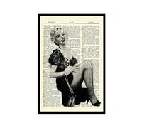 Ouyniei Marilyn Monroe Vintage Dictionary Art Poster (2) Canvas Poster Bedroom Decor Landscape Office Room Decor Gift 12x18inch(30x45cm)
