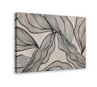 Ouyniei Minimalist Abstract Beige-black Plant Leaf Line Art 2 Canvas Poster Bedroom Decor Landscape Office Room Decor Gift 20x30inch(50x75cm)
