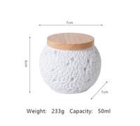 Ouyniei Moon Surface Pet Urn, Cement Memorial Container with Bamboo Lid, 50ml Small Ashes Urn for Hamster Rabbit Cat Dog Remains(White)