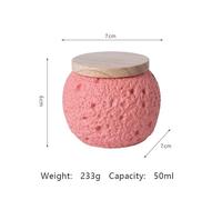 Ouyniei Moon Surface Pet Urn, Cement Memorial Container with Bamboo Lid, 50ml Small Ashes Urn for Hamster Rabbit Cat Dog Remains(Pink)
