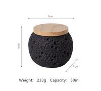 Ouyniei Moon Surface Pet Urn, Cement Memorial Container with Bamboo Lid, 50ml Small Ashes Urn for Hamster Rabbit Cat Dog Remains(Black)