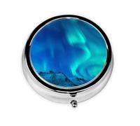 OUYNIEI Northern Lights Printed Round Pill Box Pill Storage Bag