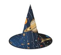 Ouyniei Outer Space Solar System printed Halloween hat halloween witch hat foldable pointed hat