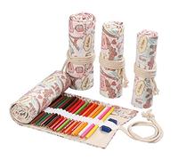 Ouyniei Pencil Wrap Organizer - 24/36/72 Slots for Colored Pencils, Short Brushes & Art Supplies - Roll Up Bag for Drawing, Coloring & Sketching(Paris Tower,36slots)