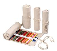 Ouyniei Pencil Wrap Organizer - 24/36/72 Slots for Colored Pencils, Short Brushes & Art Supplies - Roll Up Bag for Drawing, Coloring & Sketching(White,72slots)