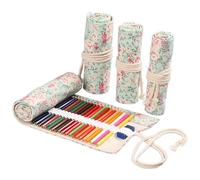 Ouyniei Pencil Wrap Organizer - 24/36/72 Slots for Colored Pencils, Short Brushes & Art Supplies - Roll Up Bag for Drawing, Coloring & Sketching(Small Floral,72slots)