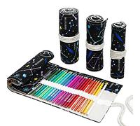 Ouyniei Pencil Wrap Organizer - 24/36/72 Slots for Colored Pencils, Short Brushes & Art Supplies - Roll Up Bag for Drawing, Coloring & Sketching(Constellation,24slots)