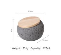 Ouyniei Pet Urn, Cement Ash Container with Bamboo Lid, 170ml Pet Memorial Box for Cats and Dogs, Pet Loss Remembrance Morandi Color(Grey)