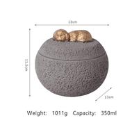 Ouyniei Pet Urn for Ashes, Memorial Cement Cremation Urn with Sleeping Cat Dog Design, Sealed Keepsake Urn for Deceased Pets, Pet Loss Memorial(Sleeping Puppy Grey)