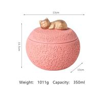 Ouyniei Pet Urn for Ashes, Memorial Cement Cremation Urn with Sleeping Cat Dog Design, Sealed Keepsake Urn for Deceased Pets, Pet Loss Memorial(Sleeping Kitten Pink)