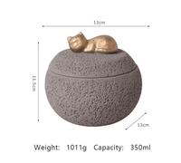 Ouyniei Pet Urn for Ashes, Memorial Cement Cremation Urn with Sleeping Cat Dog Design, Sealed Keepsake Urn for Deceased Pets, Pet Loss Memorial(Sleeping Kitten Grey)