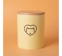 Ouyniei Pet Urn, Yellow Ceramic Ashes Container with Bamboo Lid, Small Medium Large Pet Memorial Box for Cats and Small Dogs(Black heart cat head,L)