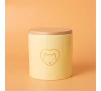 Ouyniei Pet Urn, Yellow Ceramic Ashes Container with Bamboo Lid, Small Medium Large Pet Memorial Box for Cats and Small Dogs(Golden heart cat head,M)