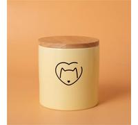 Ouyniei Pet Urn, Yellow Ceramic Ashes Container with Bamboo Lid, Small Medium Large Pet Memorial Box for Cats and Small Dogs(Black heart cat head,M)