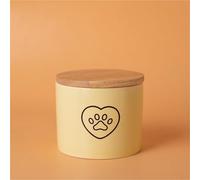 Ouyniei Pet Urn, Yellow Ceramic Ashes Container with Bamboo Lid, Small Medium Large Pet Memorial Box for Cats and Small Dogs(Black heart paw print,Small)