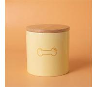 Ouyniei Pet Urn, Yellow Ceramic Ashes Container with Bamboo Lid, Small Medium Large Pet Memorial Box for Cats and Small Dogs(Golden Bone,M)