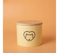 Ouyniei Pet Urn, Yellow Ceramic Ashes Container with Bamboo Lid, Small Medium Large Pet Memorial Box for Cats and Small Dogs(Black heart cat head,Small)