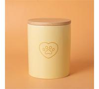 Ouyniei Pet Urn, Yellow Ceramic Ashes Container with Bamboo Lid, Small Medium Large Pet Memorial Box for Cats and Small Dogs(Golden Love Paw Print,L)